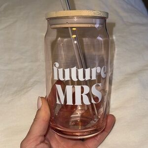 Pink Glass Tumbler with Straw - Future MRS Design